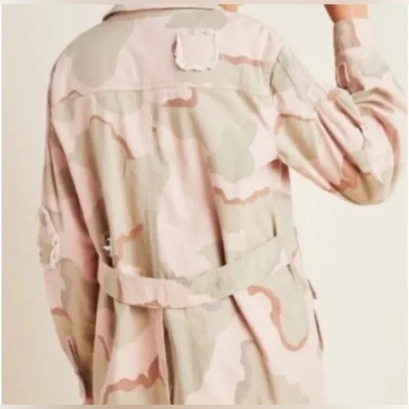 Anthropologie Pink and Green Camo Utility Jacket - Picture 2 of 9